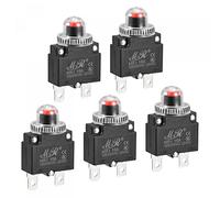 sourcing map Protector de Sobrecarga de Circuito 16A AC125/250V DC32V, Disyuntores Térmicos de Botón con Tapa Impermeable para Compresor de Aire, 5 Piezas