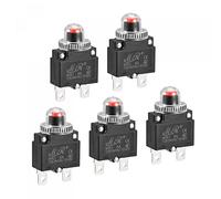 sourcing map Protector de Sobrecarga de Circuito 5A AC125/250V DC32V, Disyuntores Térmicos de Botón con Tapa Impermeable para Compresor de Aire, 5 Piezas