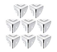 sourcing map Protectores de Esquina de Caja de Metal, Protector de Borde de Caja de Madera, 22x22x22mm Tono Plateado, 8 Piezas