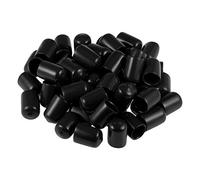 sourcing map Protectores de rosca de tornillo 12mm ID Tapa Redonda Cubierta Negra de Tubo 50uds
