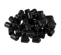 sourcing map Protectores de rosca de tornillo 3/8" ID Tapa Redonda Cubierta Negra de Tubo 50uds
