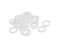 sourcing map PTFE Plana Arandelas 20mm DE 14mm DI 2mm Grosor Sellado Junta para Grifo Tubería Agua Manguera, Blanca, Paquete De 30
