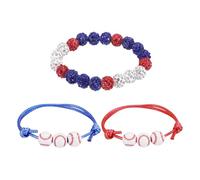 sourcing map Pulsera de béisbol, cadena de béisbol con cuentas de diamantes de imitación con 2 pulseras ajustables de cordón de cera para hombres, mujeres y jugadores, S, Diamante, Diamante