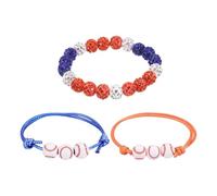 sourcing map Pulsera de béisbol, cadena de béisbol con cuentas de diamantes de imitación con 2 pulseras ajustables de cordón de cera para hombres, mujeres y jugadores, S, Diamante, Diamante