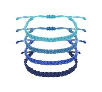 sourcing map Pulsera de cuerda trenzada, ajustable, para verano, playa, tobillo, hecha a mano, talla única, Poliéster, Ágata
