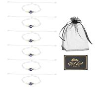 sourcing map Pulsera de mal de ojo, hecha a mano, cuerda trenzada ajustable, juego de pulsera de mala suerte, con tarjeta y bolsa de malla, One Size, Resina, Sin piedra preciosa