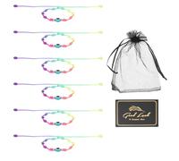 sourcing map Pulsera de mal de ojo, hecha a mano, cuerda trenzada ajustable, juego de pulsera de mala suerte, con tarjeta y bolsa de malla, One Size, Resina, Sin piedra preciosa