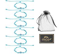 sourcing map Pulsera de mal de ojo, hecha a mano, cuerda trenzada ajustable, juego de pulsera de mala suerte, con tarjeta y bolsa de malla, One Size, Resina, Sin piedra preciosa