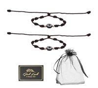 sourcing map Pulsera de mal de ojo, hecha a mano, nudos, cuerda trenzada, ajustable, impermeable, juego de pulsera de buena suerte con tarjeta y bolsa de malla, One Size, Resina, Sin piedra preciosa