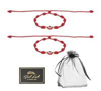 sourcing map Pulsera de mal de ojo, hecha a mano, nudos, cuerda trenzada, ajustable, impermeable, juego de pulsera de buena suerte con tarjeta y bolsa de malla, One Size, Resina, Sin piedra preciosa
