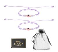 sourcing map Pulsera de mal de ojo, hecha a mano, nudos, cuerda trenzada, ajustable, impermeable, juego de pulsera de buena suerte con tarjeta y bolsa de malla, One Size, Resina, Sin piedra preciosa