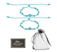 sourcing map Pulsera de mal de ojo, hecha a mano, nudos, cuerda trenzada, ajustable, impermeable, juego de pulsera de buena suerte con tarjeta y bolsa de malla, One Size, Resina, Sin piedra preciosa