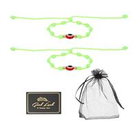 sourcing map Pulsera de mal de ojo, hecha a mano, nudos, cuerda trenzada, ajustable, impermeable, juego de pulsera de buena suerte con tarjeta y bolsa de malla, One Size, Resina, Sin piedra preciosa