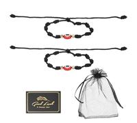 sourcing map Pulsera de mal de ojo, hecha a mano, nudos, cuerda trenzada, ajustable, impermeable, juego de pulsera de buena suerte con tarjeta y bolsa de malla, One Size, Resina, Sin piedra preciosa