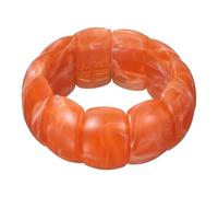 sourcing map Pulsera elástica de resina acrílica gruesa para mujer, brazalete ancho irregular de moda, apilable, pulseras geométricas, pulseras de joyería, color naranja