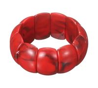 sourcing map Pulsera elástica de resina acrílica gruesa para mujer, pulsera ancha irregular, apilable, pulseras geométricas, pulseras de joyería, color rojo