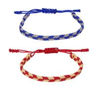 sourcing map Pulseras de cuerda trenzada, patrón a cuadros, cordón tejido ajustable, hecho a mano, accesorio elegante, talla única, Poliéster, Ágata