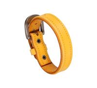 sourcing map Pulseras de cuero liso con hebilla, pulseras de cuero ajustables en blanco, pulseras de manualidades para hombres y mujeres, joyería color amarillo oscuro, 26x1.9cm / 10.24x0.75inch(L*W
