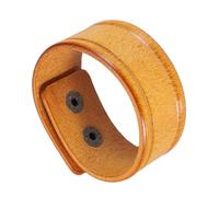 sourcing map Pulseras de cuero liso con hebilla, pulseras de cuero amarillo con estampado retro, pulseras ajustables en blanco, pulseras de manualidades para hombres y mujeres