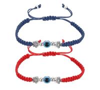 sourcing map Pulseras de la suerte de mal de ojo, hechas a mano, cuerda trenzada ajustable, pulseras de protección de flores, joyería minimalista para amigos, 5.9", Tela, No es una piedra preciosa