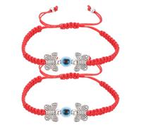 sourcing map Pulseras de la suerte de mal de ojo, hechas a mano, cuerda trenzada ajustable, pulseras de protección, joyería minimalista, 5.9", Telas, No es una piedra preciosa