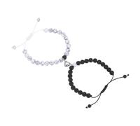 sourcing map Pulseras magnéticas para parejas, pulsera de cuentas a juego con corazón para él y ella, regalos de relación a larga distancia para aniversario, mujeres y hombres, Large, Cristal, No es