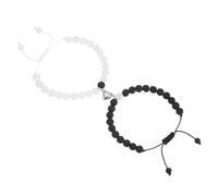 sourcing map Pulseras magnéticas para parejas, pulsera de cuentas a juego con corazón para él y ella, regalos de relación a larga distancia para aniversario, mujeres y hombres, Large, Cristal, No es