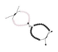 sourcing map Pulseras magnéticas para parejas, pulsera de cuentas a juego con corazón para él y ella, regalos de relación a larga distancia para aniversario, mujeres y hombres, Large, Cristal, No es