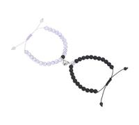 sourcing map Pulseras magnéticas para parejas, pulsera de cuentas a juego con corazón para él y ella, regalos de relación a larga distancia para aniversario, mujeres y hombres, Large, Cristal, No es