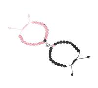 sourcing map Pulseras magnéticas para parejas, pulsera de cuentas a juego con corazón para él y ella, regalos de relación a larga distancia para aniversario, mujeres y hombres, Large, Cristal, No es