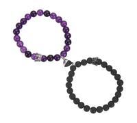 sourcing map Pulseras magnéticas para parejas, pulsera de cuentas a juego con corazón para él y ella, corona de rey y reina, regalos de relación a larga distancia para aniversario, mujeres y hombres