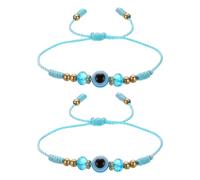 sourcing map Pulseras turcas contra el mal de ojo, protección de la buena suerte, hechas a mano, pulsera de cuerda trenzada para mujeres y hombres, joyería apilable de bendición, talla única, Acetato