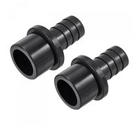 sourcing map PVC Tubo Accesorio 16mm con Púas x 25mm OD Espiga Recto Tubo Adaptador Manguera Conector Rápido, Negro Paquetes de 2