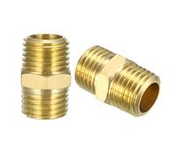 sourcing map Racor de latón, boquilla hexagonal, tubo macho de 1/4"npt x 1/4" npt 2 piezas