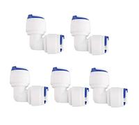 sourcing map Rápida Conexión Agua Purificador Tubo Montajes Empuje Conector Agua Filtro Conector para RO Inverso Ósmosis Sistema 5uds Codo, tubo de 1/4 "de diámetro externo