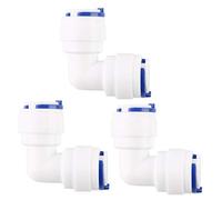 sourcing map Rápida Conexión Agua Purificador Tubo Montajes Empuje Conector Agua Manguera Junta para RO Inversa Ósmosis Sistema 3uds Codo, tubo de 3/8 "de diámetro externo