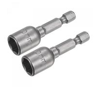 sourcing map Rápido-Cambio Tuerca Destornillador broc*, 1/4" Hexagonal Vástago 10mm Magnético Tuerca Colocador Taladro broc*s, 1.89" Largo, Métrica 2 Piezas