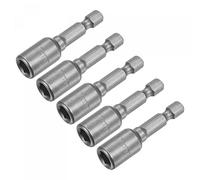 sourcing map Rápido-Cambio Tuerca Destornillador broc*, 1/4" Hexagonal Vástago 7mm Magnético Tuerca Colocador Taladro broc*s, 1.89" Largo, Métrica 5 Piezas