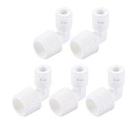 sourcing map Rápido Unión Codo Conector G1/2 Macho Rosca a 1/4" Tipo L Accesorios para Inversa Ósmosis Agua Filtración, 36x34mm Blanco 5Uds