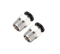 sourcing map Recto Empuje Neumático para Conectar Rápidamente Accesorios 1/4NPT Macho x 6mm Tubo OD Plateado 2uds