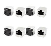 sourcing map Red Ethernet Cubierta de Metal PCB Montaje RJ45 8P8C Hembra Hembra 8 x Cat5