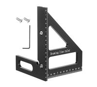 sourcing map Regla de medición multiángulo 3D de aleación de aluminio imperial de 45/90 grados para carpintería, transportador cuadrado, regla triangular con tornillo y llave hexagonal para ingeniero