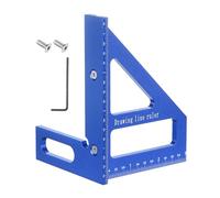 sourcing map Regla de medición multiángulo 3D de aleación de aluminio imperial de 45/90 grados para carpintería, transportador cuadrado, regla triangular con tornillos y llave hexagonal para ingeniero