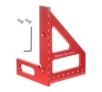 sourcing map Regla de medición multiángulo 3D de aleación de aluminio métrica de 45/90 grados para carpintería, transportador cuadrado, regla triangular con tornillos y llave hexagonal para ingeniero
