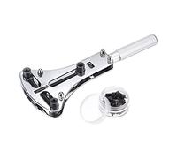 sourcing map Reloj Atrás Cubierta Llave Abridor, 55mm Ajustable Caja Extracción Herramienta, Cromo Acero para Reloj Reparación con 18 Brocas, Plateado Tono