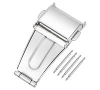 sourcing map Reloj Despliegue Cierre Pulsador Botón Hebilla 17mm Ancho Acero Acero Correa Extensor Plateado Tono