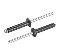 sourcing map Remaches ciegos de aluminio, 4 mm x 20 mm (5/32 x 25/32 pulgadas), remache de extremo abierto, cabeza redonda plana para unir placa de metal de cuero, negro, 200 unidades