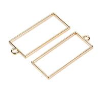 sourcing map Resina Colgantes Marcos, 48x20mm Rectángulo Geométrico Aleación Hueco Abierto Espalda Dijes para DIY Artesanía, Dorado Tono Paquetes de 20