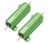 sourcing map Resistencia de carcasa de aluminio 50 W 0,8 ohmios 5%, carcasa de aluminio montada en chasis de rosca de tornillo resistencia bobinada resistencias de carga verde 2 uds