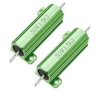 sourcing map Resistencia de carcasa de aluminio 50W 1.5k Ohm 5%, carcasa de aluminio montada en chasis de tornillo, resistencia bobinada, resistencias de carga, verde, 2 uds